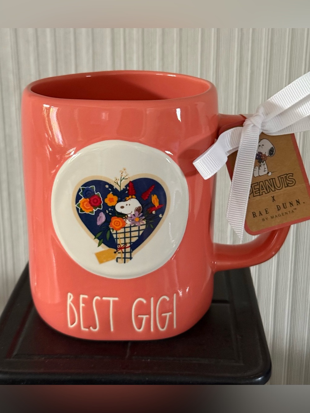Rae Dunn Peanuts "Best Gigi" Coral Ceramic Mug by Magenta